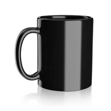 Boş sade kahve ya da beyaz arka planda izole edilmiş çay fincanı modeli. 3B resimleme.