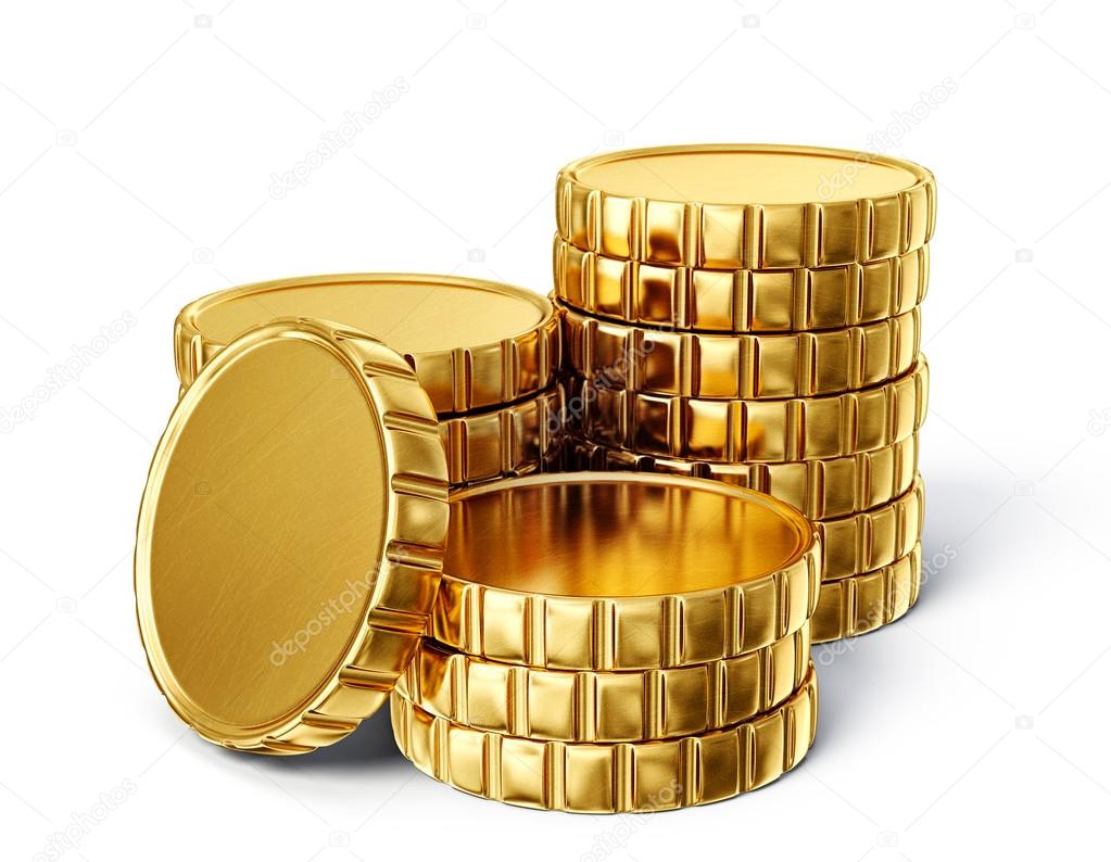 Golden coins stacks