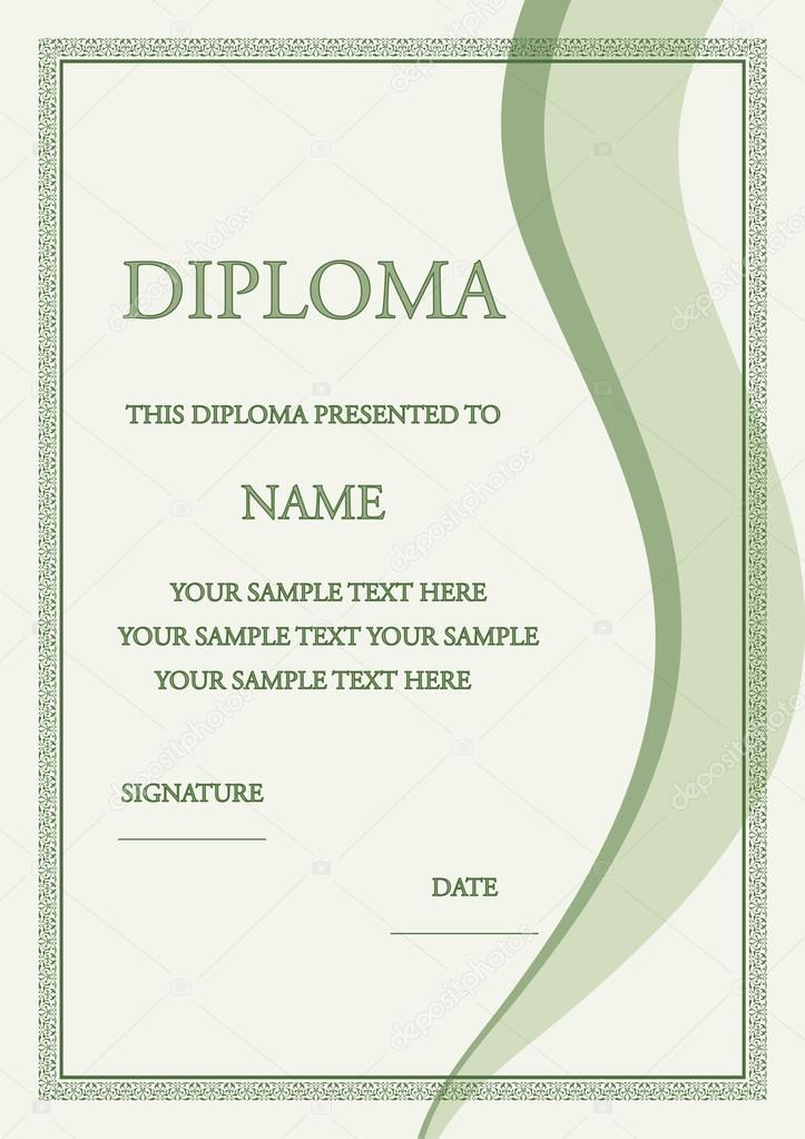 Vector illustration of green diploma certificate