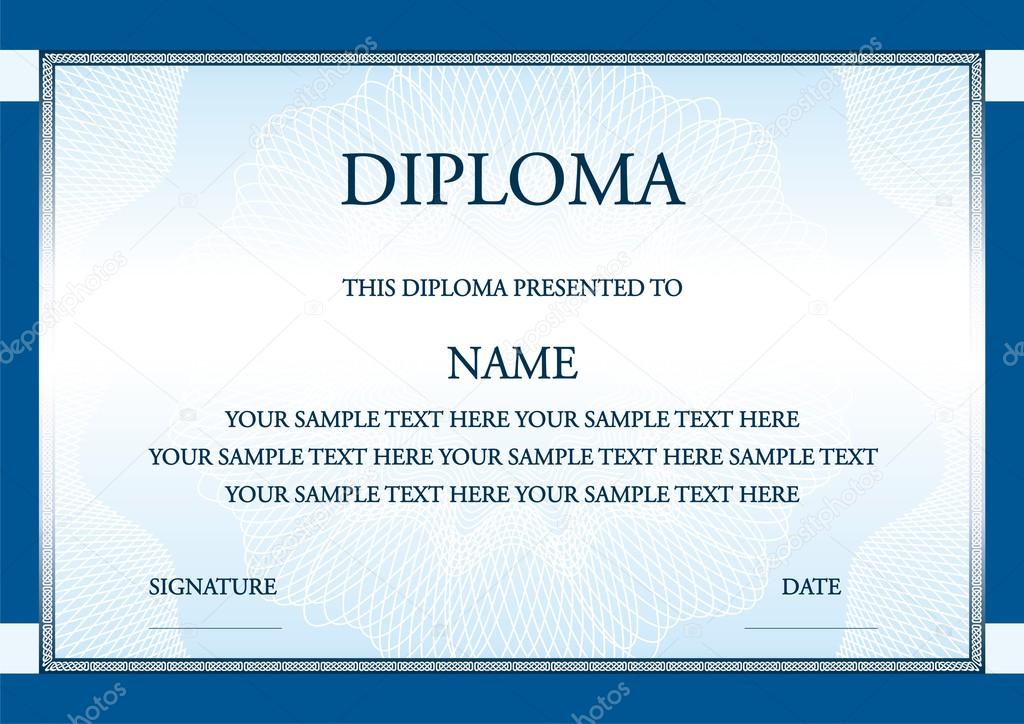 Vector illustration of blue diploma certificate