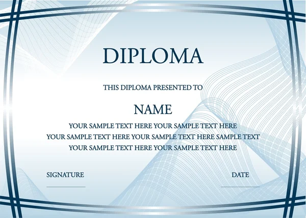 Illustration vectorielle du certificat de diplôme bleu — Image vectorielle