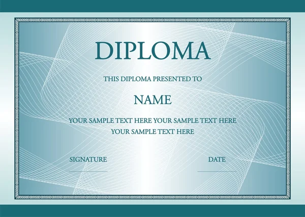 Illustration vectorielle du certificat de diplôme bleu — Image vectorielle