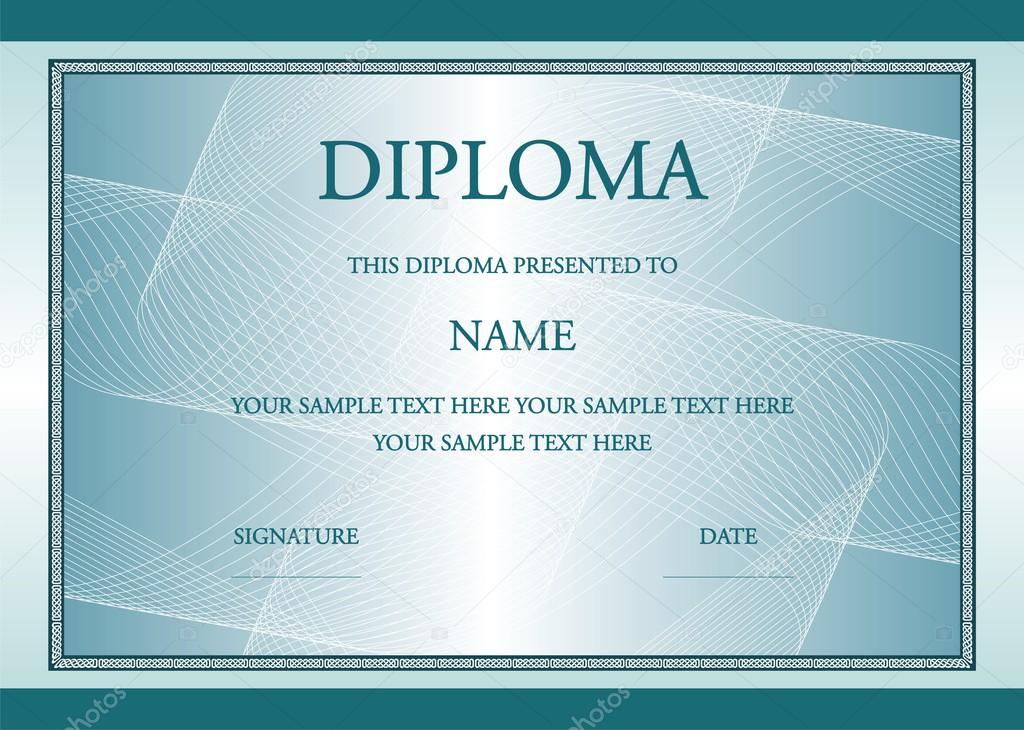 Vector illustration of blue diploma certificate