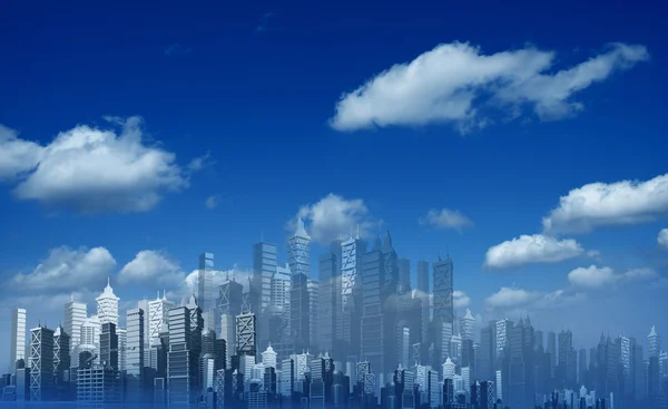 Blue Skyline Illustration Background — Stock Photo, Image