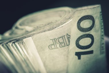 Polonya Zlotisi banknotlar haddelenmiş