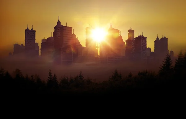 Cidade Conceitual Skyline — Fotografia de Stock