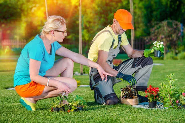 Tuinarchitect werken met Client — Stockfoto