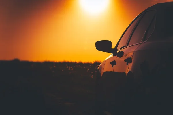 Sunset Road Conducción de coches — Foto de Stock