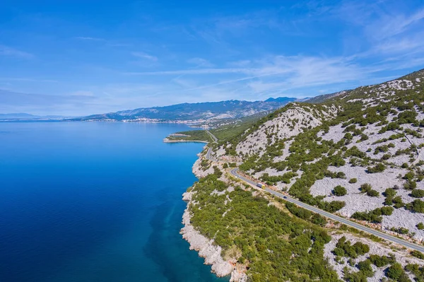 Pobřeží Severního Chorvatska Středozemním Moři Deep Blue Shallow Coastal Water — Stock fotografie