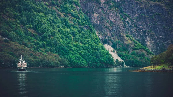 Norvég Fjordok Táj Komppal Napi Útvonalán Scenic Norvégia Place — Stock Fotó