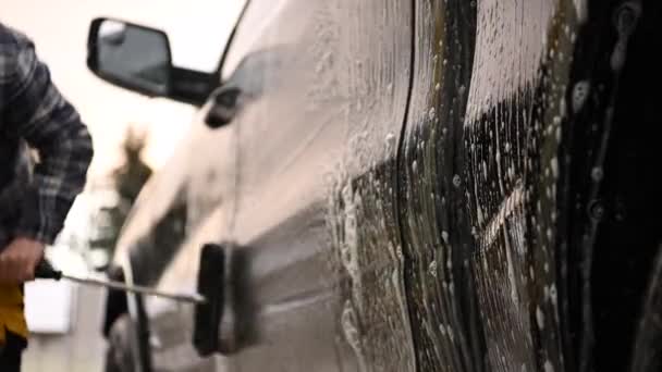 Ciśnienie Myje Ciężarówkę Utrzymanie Odbioru — Wideo stockowe