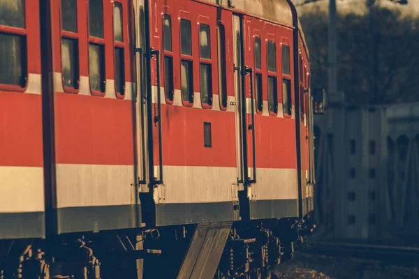 Menor Polônia Intercity Train Railroad Track Curve Telephoto Close — Fotografia de Stock