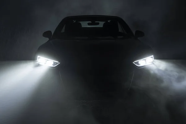 Night Drive Dense Fog Modern Advanced Vehicle Led Headlights Automotive — Stock Photo, Image