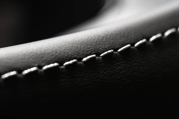 Elegant Luxurious Automotive Leather Stitches Close Genuine Leather Finishing Modern — Stock Photo, Image