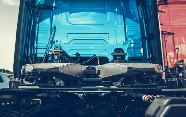 Semi Caminhão Quinta Roda Sela Traseiro Camião Tractor Tipo Conexão — Fotografia de Stock