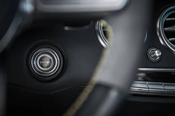 Botón Encendido Del Motor Del Coche Parada Arranque Elegante Moderno — Foto de Stock