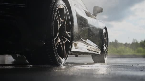 Powerful Pressure Washing Exotic Performance Car — Stock Video