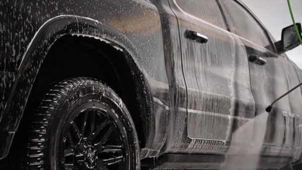 Pickup Truck Washing Process Closeup Photo Concept Detailed High Water — Stock Video