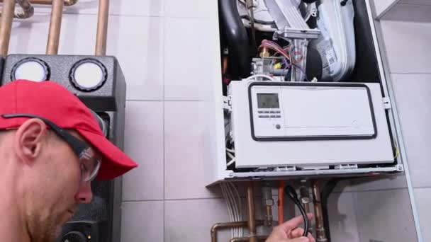 June 2021 Krakow Lesser Poland Gas Heater Repairing Performed Caucasian — Αρχείο Βίντεο