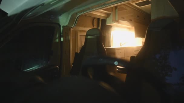 Thief Stealing Luxury Goods Money Camper Van Interior — Video