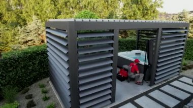 Hot Tub Professional Installer Finishing Installation