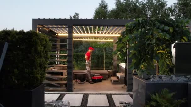Technik Spa Wewnątrz Modern Garden Gazebos Shelter — Wideo stockowe