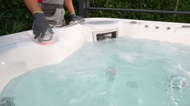 Newly Installed Luxury Residential Hot Tub Spa Wellness — Stockvideo