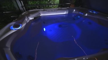 Modern Residential Hot Tub Blue LED Illuminated