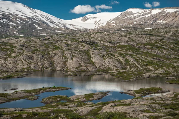 Norveç Vahşi Yaşam Kampı Vahşi Çadır Kampı Sahne Tuzu Svartisen — Stok fotoğraf