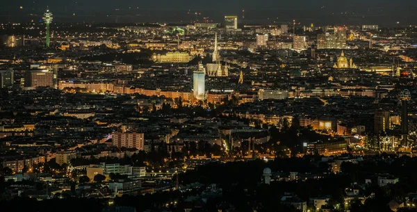 Stadt Wien Während Der Nachtstunden Panorama Wien Republik Österreich Europa — Stockfoto