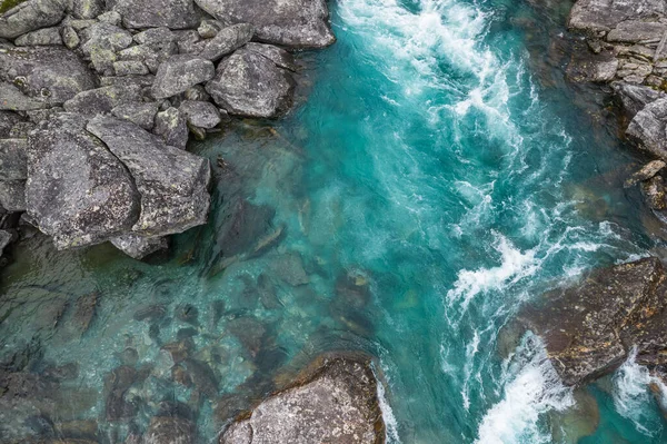 Crystal Clean Wilderness Turquoise River Fly Fishing Aerial Vista Noors — Stockfoto