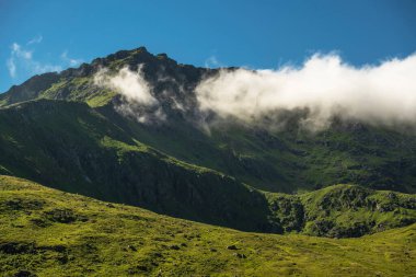 Norveç Yaz Lofoten Dağları Sahnesi. Manzaralı Nordland Bölgesi Lofoten Takımadası. İskandinav Manzarası.