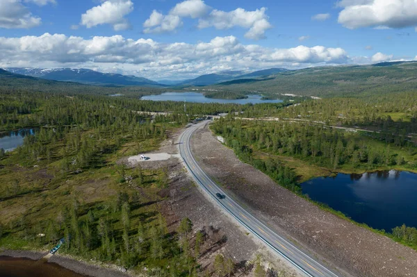 Contea Norvegese Nordland Con Highway Aerial Vista Norvegia Settentrionale Paesaggio — Foto Stock