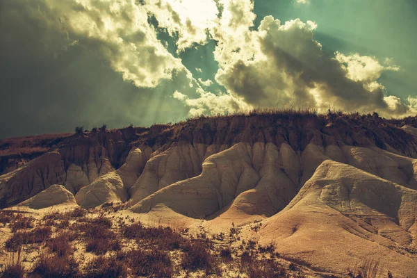 Calhan Colorado Painted Mines Interpretive Park Sandy Formations Stormy Sky — Foto Stock