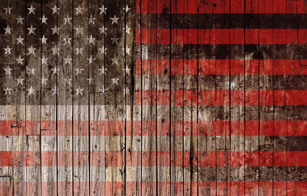 American Flag on Wood — Stock Photo, Image