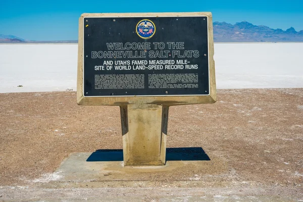 Bonneville salt flats znamení — Stock fotografie