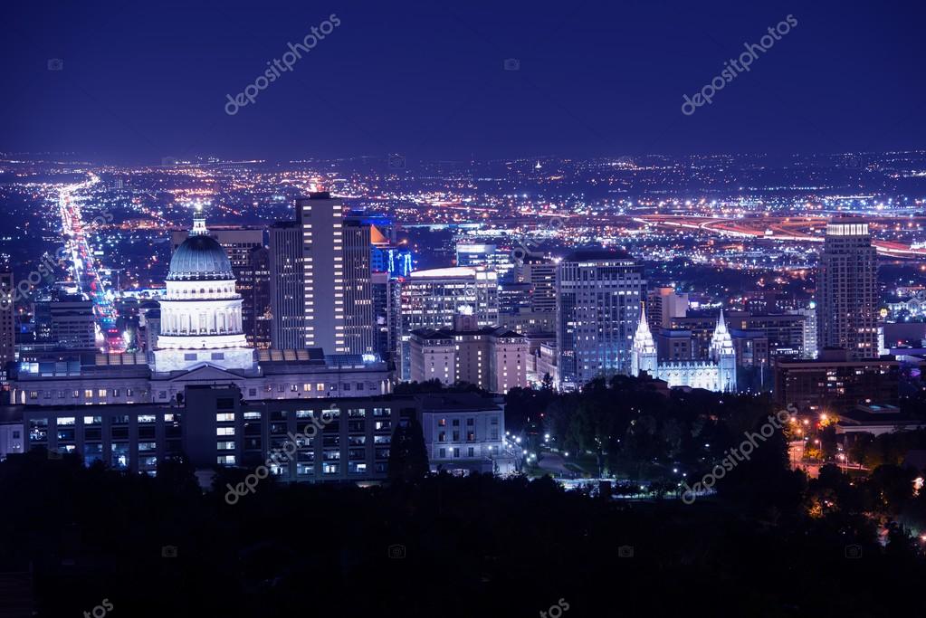 Salt Lake City at Night Stock Photo by 54770109