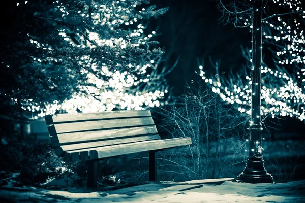 冬季停放长椅 — 图库照片