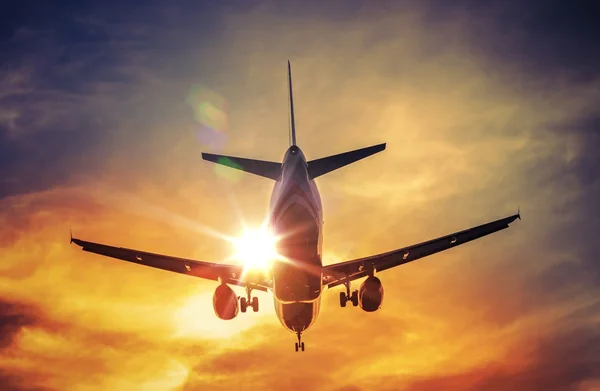 Airplane and the Sun — Stock Photo, Image