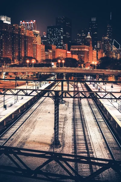 Město chicago v noci — Stock fotografie