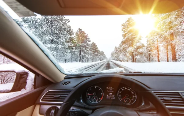 Icy Road Winter Drive — Stock Photo, Image