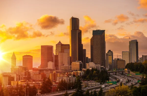 Seattle schilderachtige zonsondergang — Stockfoto