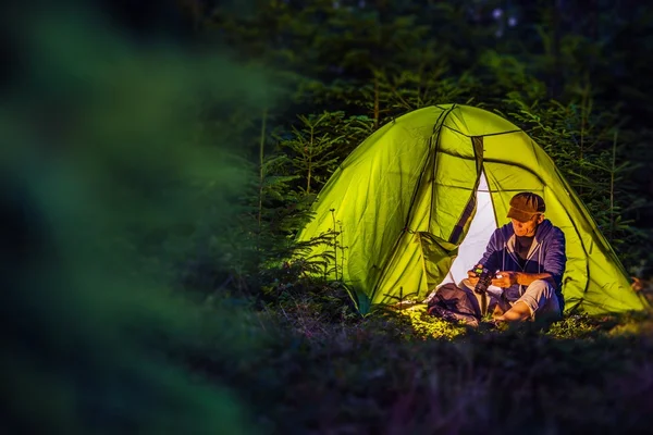 Senior Camping — Stockfoto