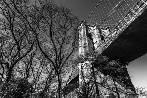 Brooklyn bridge schwarz weiß — Stockfoto