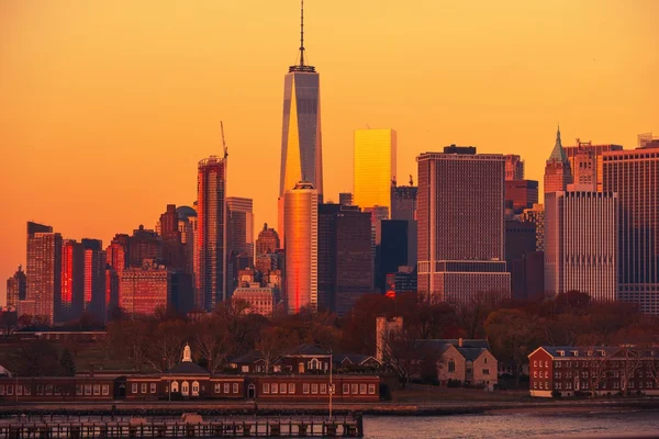 Manhattan Nyc por do sol — Fotografia de Stock