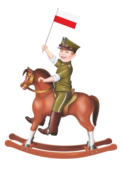 Niño soldado en balanceo — Foto de Stock