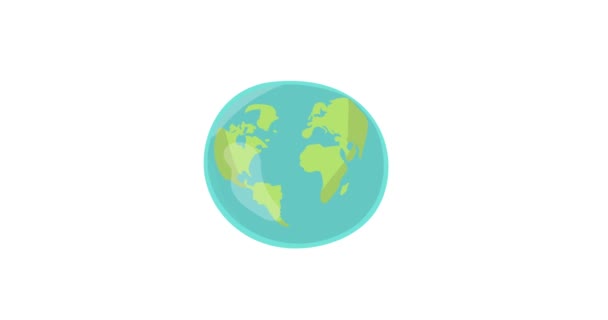 地球を救え映画グラフィックフラットアニメーション映像。世界の概念。世界環境デー。生態系に優しい葉のある地球。手紙だロゴだ省エネルギー、生態学の概念. — ストック動画