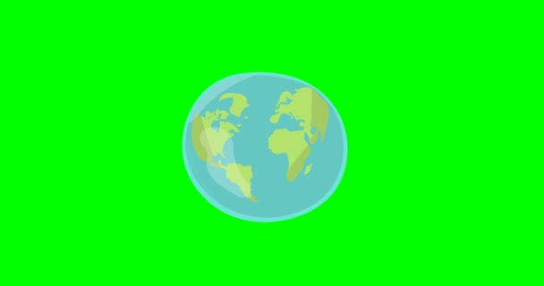 Salva Planet. Imágenes gráficas de animación plana en movimiento. Concepto Mundial. Día mundial del medio ambiente. Ecología amigable. globo terrestre con hojas. Letras. logo. Concepto de ahorro de energía, ecología. pantalla verde. — Vídeo de stock