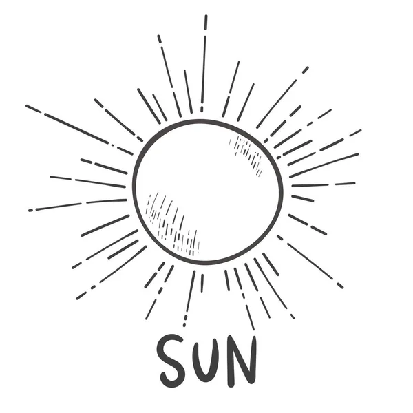 Ligne vectorielle Icône solaire Luminosité, Réglage d'intensité. dessin à la main — Image vectorielle