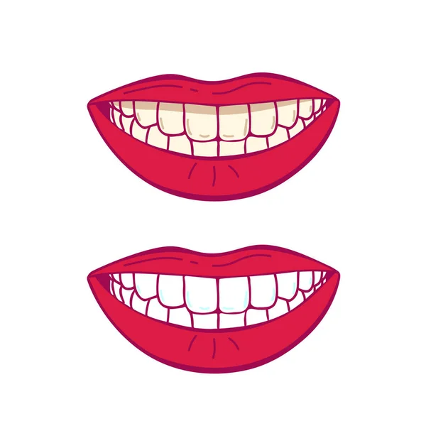 Vor Und Nach Der Zahnaufhellung Isoliert Auf Weißem Hintergrund Vektor — Stockvektor